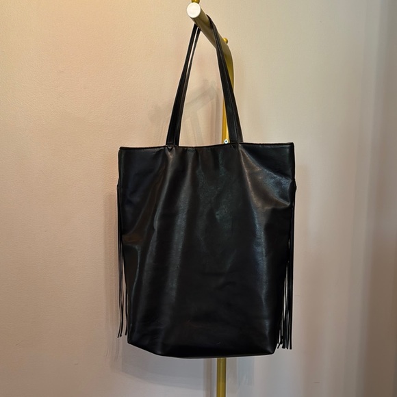 Victoria's Secret Black Fringe Tote with Cascading Tassels - Picture 6 of 12